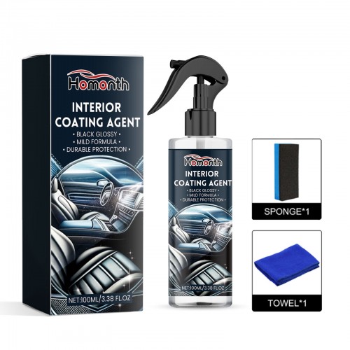 Homonth Car Interior Coating Agent Plastic Restorer-Refurbishing Repair Wax-Dust-Proof Polish for Dashboard, Tires & Synthetic Leather Furniture-Easy Application Shine & Protection 100ml